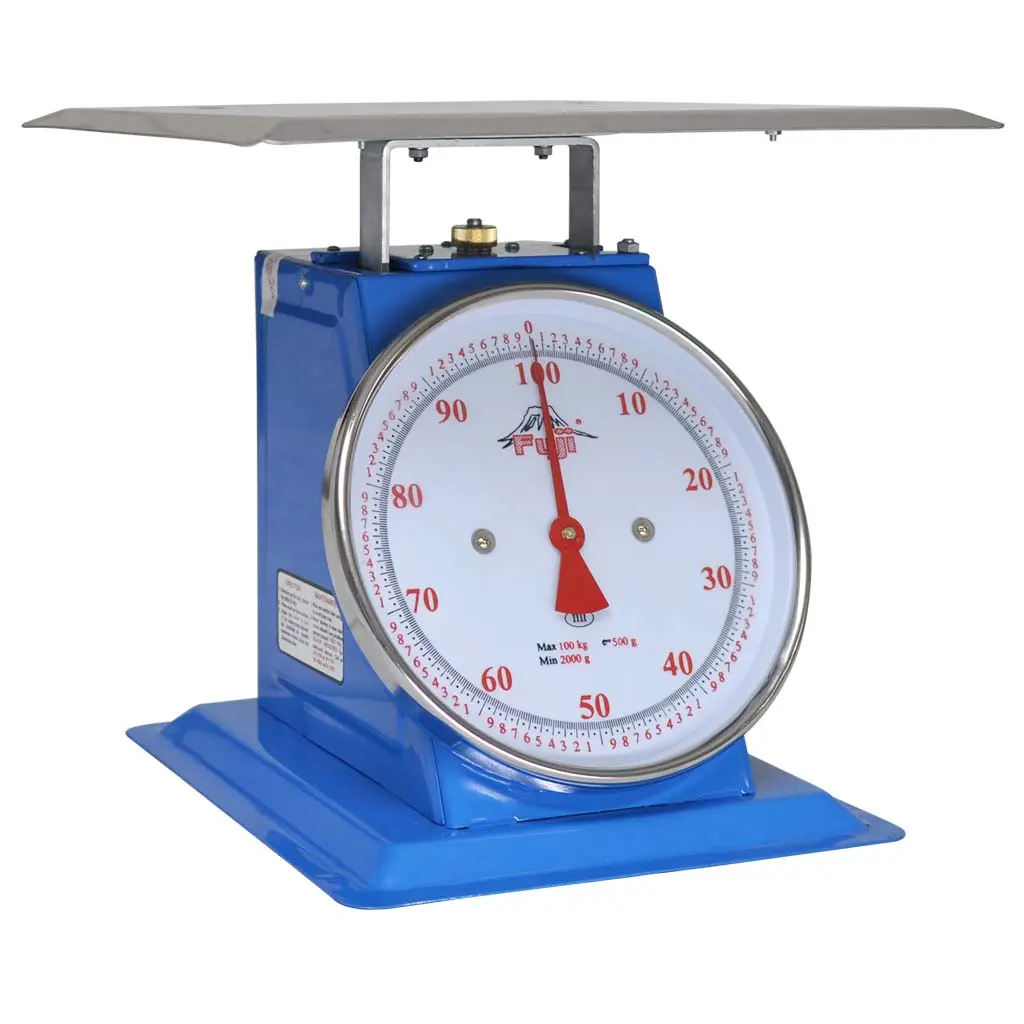 Fuji Dial Table Scale, 100 kg x 500 g, Flat Plate, w/ Lock