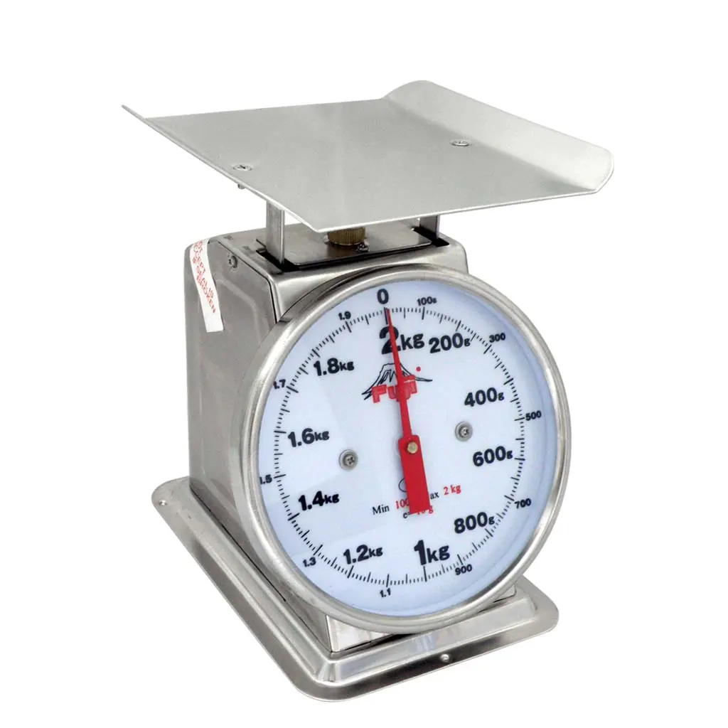 Fuji Dial Table Scale, Stainless, 2 kg x 10 g, Flat Plate