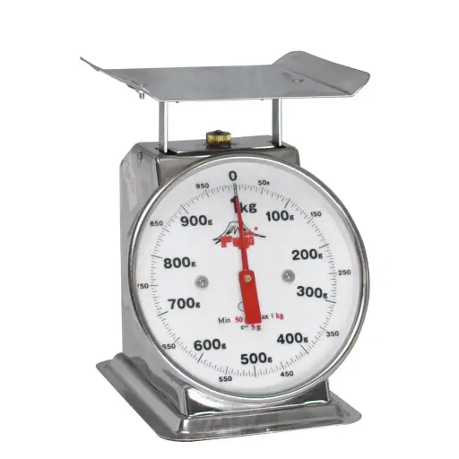 [FTF-1J/S] Fuji Dial Table Scale, Stainless, 1 kg x 5 g, Flat Plate