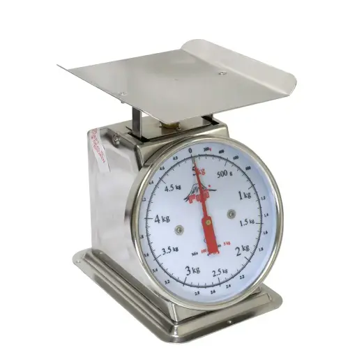 [FTF-5J/S] Fuji Dial Table Scale, Stainless, 5 kg x 20 g, Flat Plate